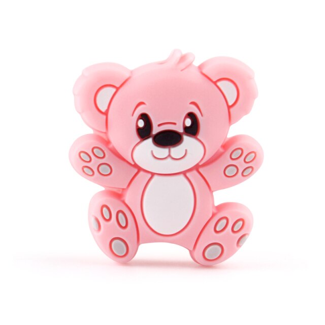 Keep&Grow Silicone Animal Bear Beads 10pcs Newborn Teether Products Cartoon Teething Beads DIY Pacifier Chain Baby Oral Care Toy