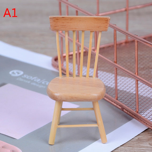 1.7 x 1.4 x 3.1 inch 1/12 Dollhouse Miniature Dining Furniture Wooden Chair High Chair Exquisite Collection for Dolls Play House