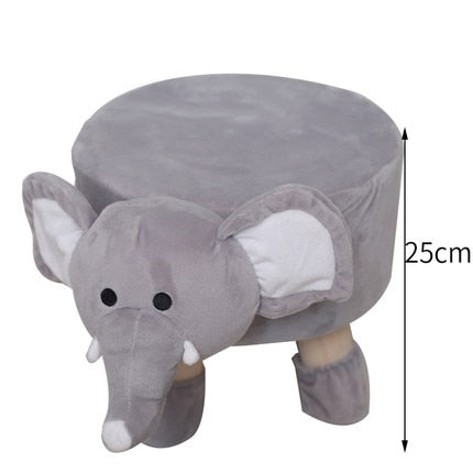 Multi-Style Handmade Animal Chair Wood Kids Stools Shoes Sofa with Plush Cartoon Cover Upscale Adult Baby Chairs Small Bench