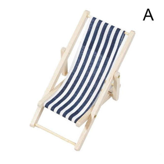 Mini Stripe Beach Lounge Chair 1:12 Doll House Simulation Model Play House Toy Mini Foldable Beach Chair Diy Decor Gril Toy