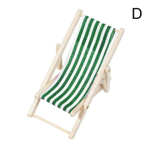 Mini Stripe Beach Lounge Chair 1:12 Doll House Simulation Model Play House Toy Mini Foldable Beach Chair Diy Decor Gril Toy