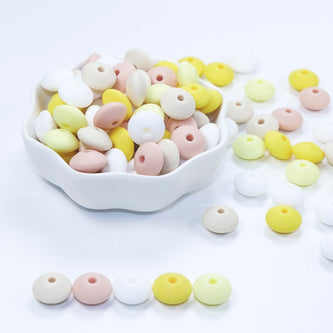 BOBO.BOX 50pcs Baby Teething Toys Pearl Silicone Beads Lentil 12mm Baby Teether Beads DIY Necklace Jewelry Bead Baby Care Toy