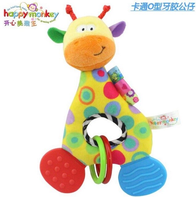 Baby Infant Cartoon Animal Giraffe Fish Handle Rattles Soft Plush Safety Teether Toys Teeth Care Doll For Kid 20%OFF