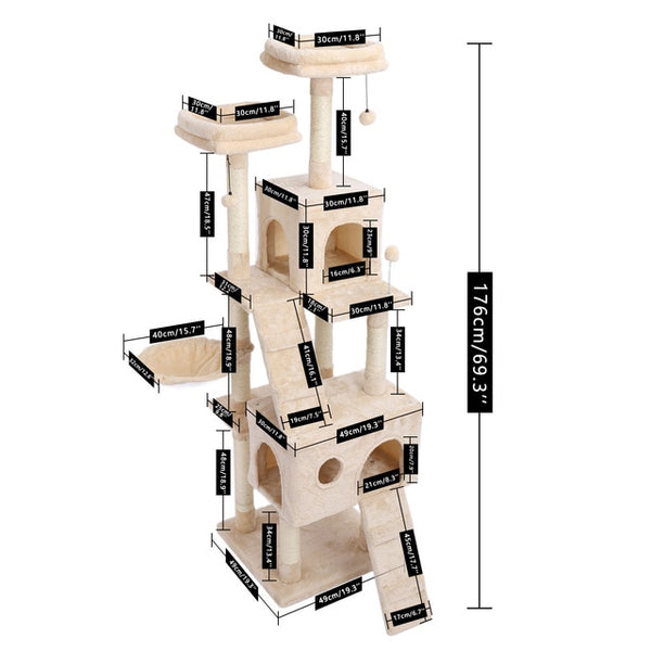 Speedy Pet Multifunctional Chair Creative Cube House with Scratching Removable Pad Cushions Pet Activity Cat Tree with Ball