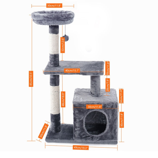 Speedy Pet Multifunctional Chair Creative Cube House with Scratching Removable Pad Cushions Pet Activity Cat Tree with Ball