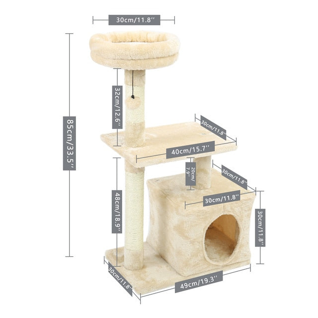 Speedy Pet Multifunctional Chair Creative Cube House with Scratching Removable Pad Cushions Pet Activity Cat Tree with Ball