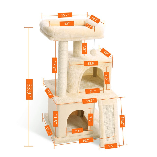 Speedy Pet Multifunctional Chair Creative Cube House with Scratching Removable Pad Cushions Pet Activity Cat Tree with Ball