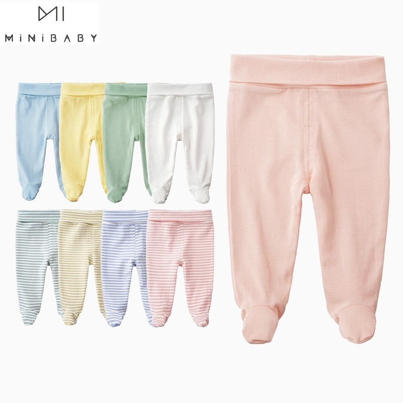 Newborn baby pants unisex organic Cotton legged High Waist Belly Care Baby Girl Pant Boys Trousers causual long Newborn Trousers