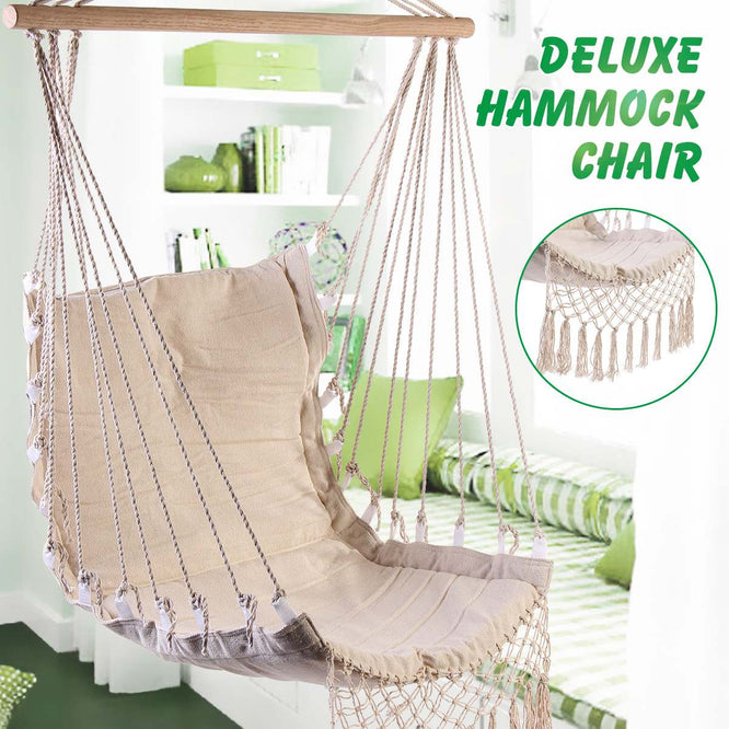 Nordic style Home Garden Hanging Hammock Chair Outdoor Indoor Dormitory Swing Hanging Chair with Wooden Rod