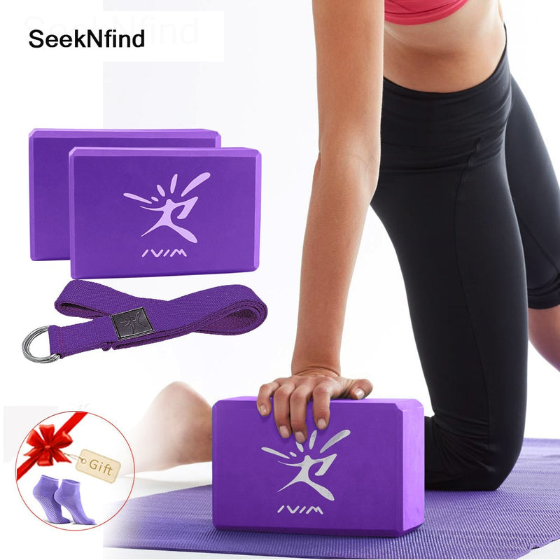 EVA Yoga Block Set Exercise Workout Fitness Brick Bolster Stretch Belt Aid Gym Pilates Training Body Shaping Fitness Equipment