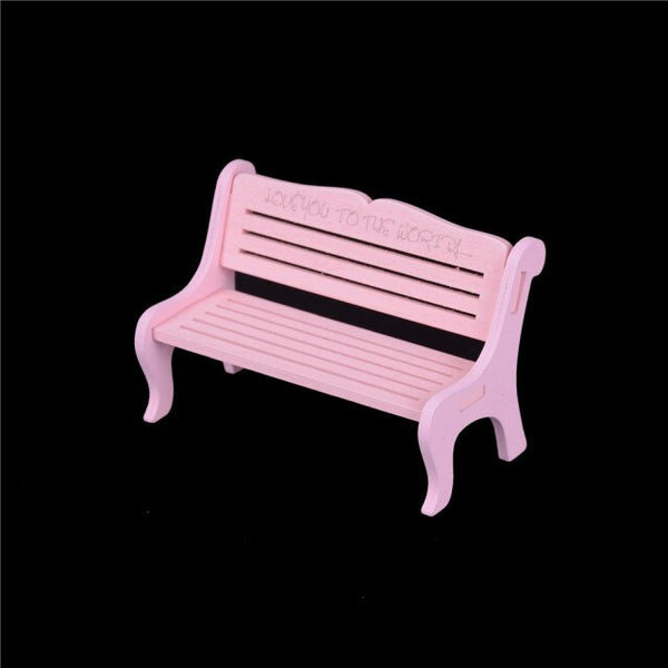 1PCS White Pink Mini Bench Fairy Doll Chairs Terrarium Moss Decor Figurines Garden Miniatures Micro Landscape Accessories