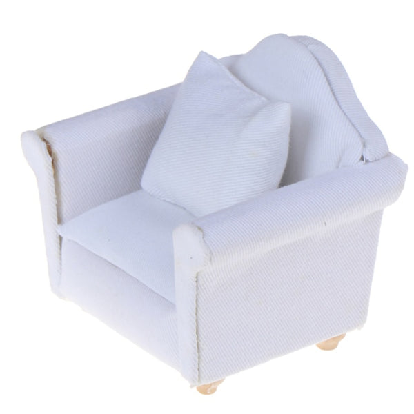 1/12 Dollhouse White Sofa with Back Cushion Mini Sofa Chair Furniture Model Toys for Doll House Decoration Miniature Accessories