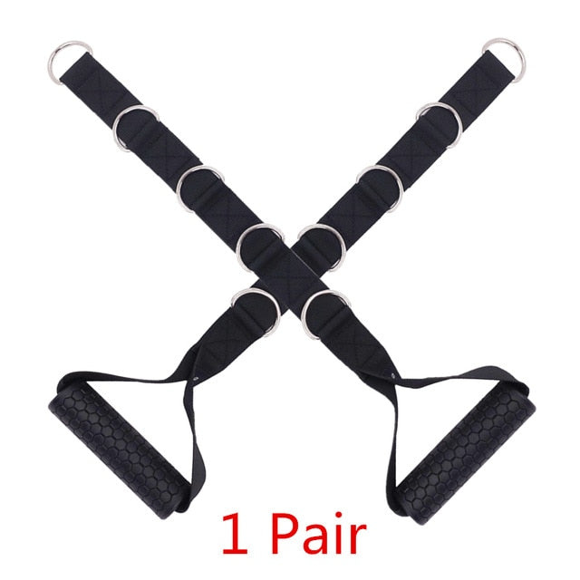 1 Pair Gym Resistance Bands Handles Anti-slip TPR Grip Strong Nylon Webbing Fitness Heavy Duty Cable Machine Workout Equipment