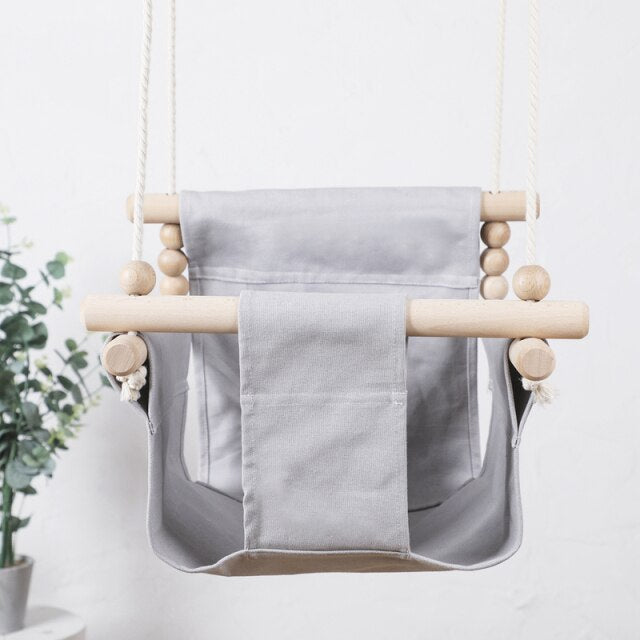 1Set Baby Swing Canvas Hanging Rocking Chair Hanging Toys Hammock Safety Baby Bouncer Outside Indoor Wooden Swing Rocker Toy