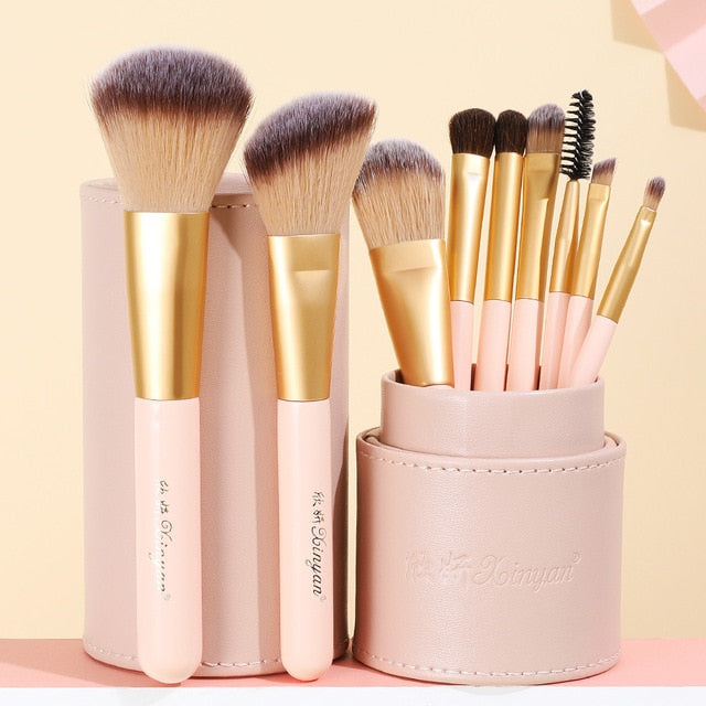 XINYAN Candy Makeup Brush Set Pink Blush Eyeshadow Concealer Lip Cosmetics Make up For Beginner Powder Foundation Beauty Tools