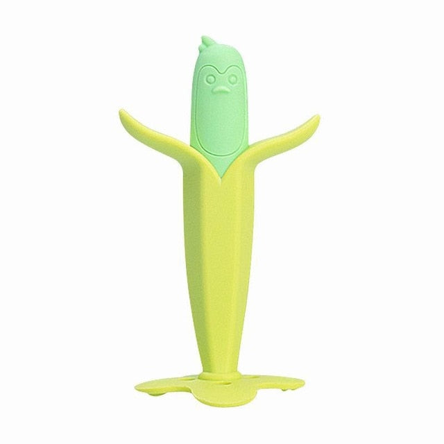 Baby Teether Toys Toddle Safe BPA Free Banana Teething Ring Silicone Chew Dental Care Toothbrush Nursing Beads Gift For Infant