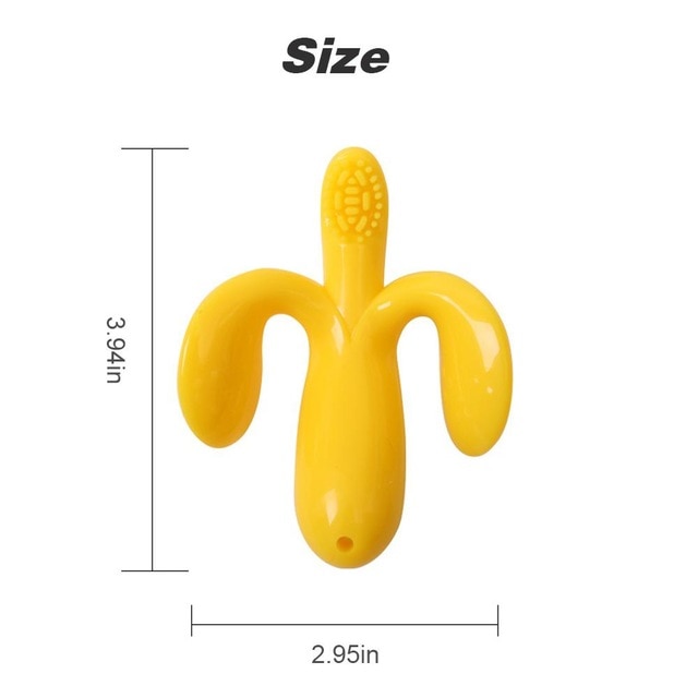 Baby Teether Toys Toddle Safe BPA Free Banana Teething Ring Silicone Chew Dental Care Toothbrush Nursing Beads Gift For Infant