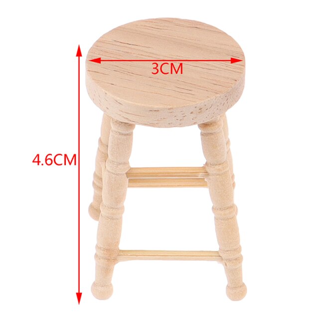 1/12 Dollhouse Mini Wooden Stool Simulation Chair Furniture Model Toys for Doll House Decoration Miniature Accessories