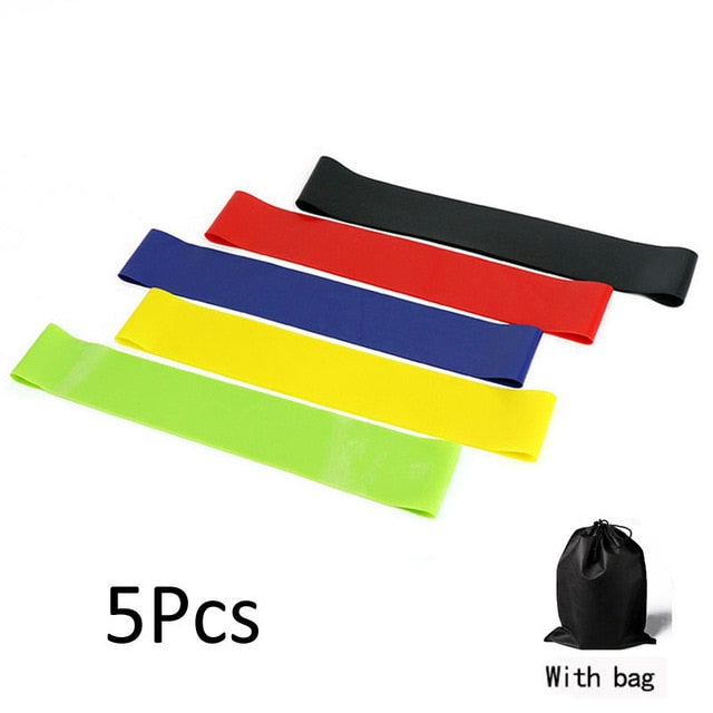 5Pcs/lot Fitness Yoga Resistance Rubber Bands Fitness Gym Workout Training Equipment 0.35-1.1mm Pilates Elastic Bands For Sprot