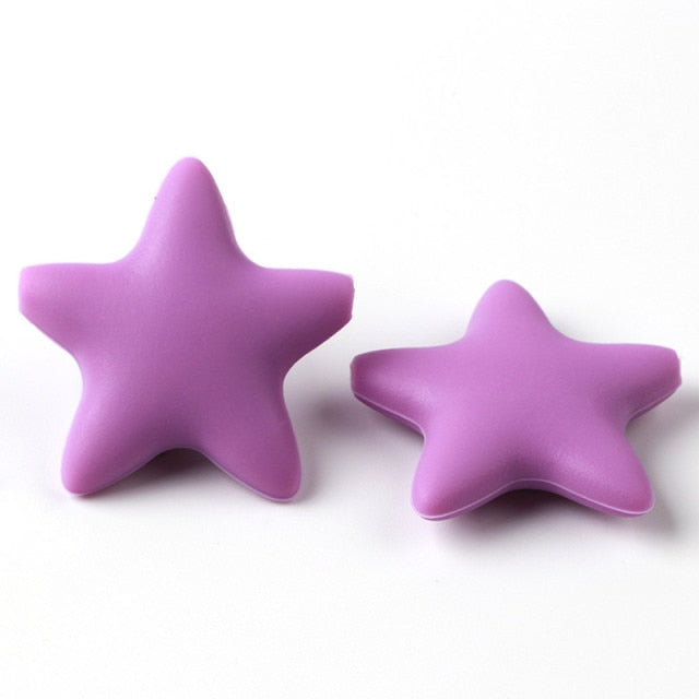 Joepada 10Pcs Star Silicone Baby Teething Beads Food Grade Material for DIY Baby Teething Necklace Oral Care Baby Teether