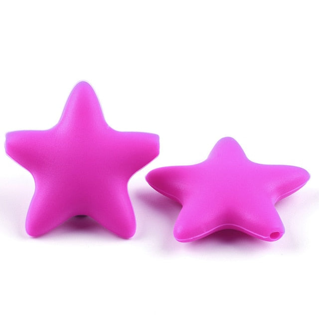 Joepada 10Pcs Star Silicone Baby Teething Beads Food Grade Material for DIY Baby Teething Necklace Oral Care Baby Teether