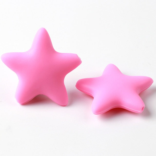 Joepada 10Pcs Star Silicone Baby Teething Beads Food Grade Material for DIY Baby Teething Necklace Oral Care Baby Teether