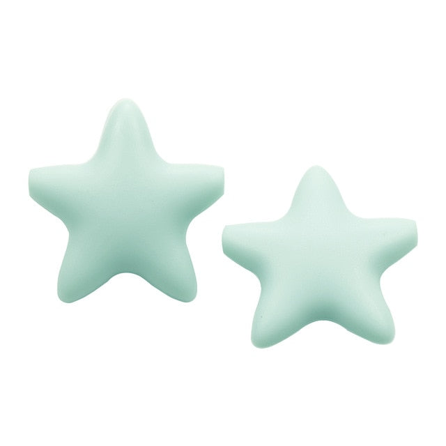 Joepada 10Pcs Star Silicone Baby Teething Beads Food Grade Material for DIY Baby Teething Necklace Oral Care Baby Teether