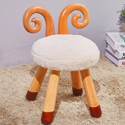 JOYLOVE Nordic Creative Ins Children's Solid Wood Stool Kindergarten Table and Chair Stool Baby Chair School Desk and Chair