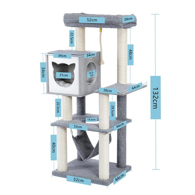 Speedy Pet Multifunctional Chair Creative Cube House with Scratching Removable Pad Cushions Pet Activity Cat Tree with Ball