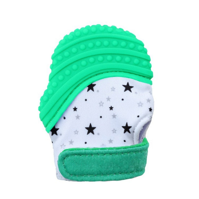 1Pcs Baby Teether Glove Cute Cartoon Star Pattern Baby Teething Glove Adjustable Anti-bite Baby Chew Glove Toys Infant Oral Care