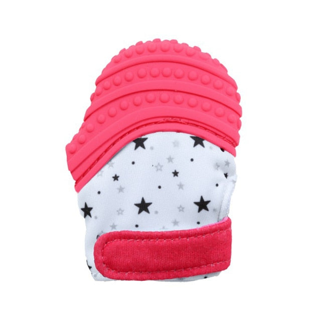 1Pcs Baby Teether Glove Cute Cartoon Star Pattern Baby Teething Glove Adjustable Anti-bite Baby Chew Glove Toys Infant Oral Care