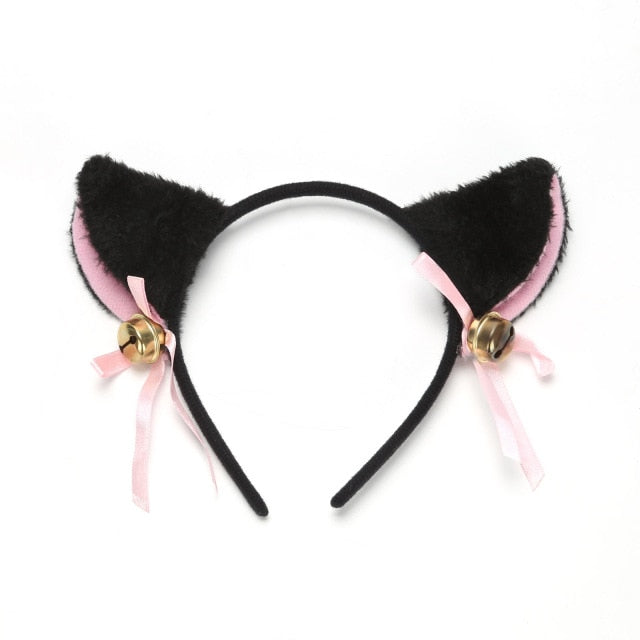 6 Colors Beautiful Masquerade Halloween Cat Ears Cosplay Cat Ear Anime Party Costume Bow Tie Bell Headwear Headband Anime