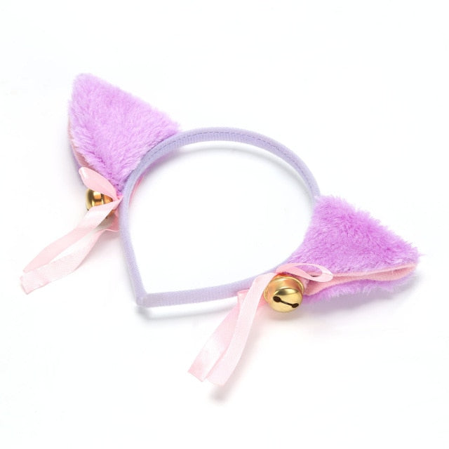 6 Colors Beautiful Masquerade Halloween Cat Ears Cosplay Cat Ear Anime Party Costume Bow Tie Bell Headwear Headband Anime