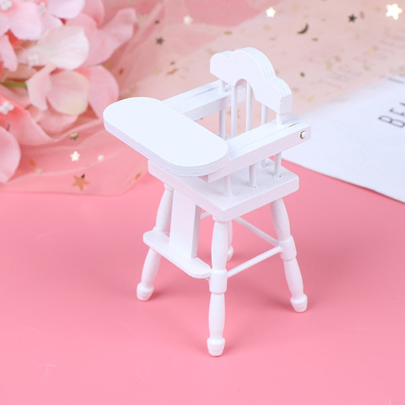 1/12 White Furniture Chair Portable Child Dining Chair Toy For Baby Doll House Furniture Baby Doll Accessories Baby Infant