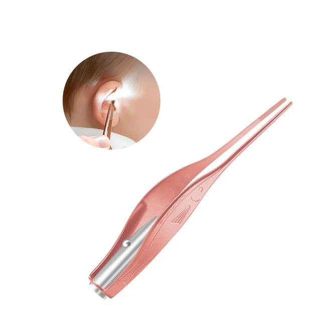 Baby Ear Cleaner Spoon LED Flash Light Ear Wax Curette Picker Visual Children Earpick Eer Wax Dig Remover Ear Nose Novel Tweezer