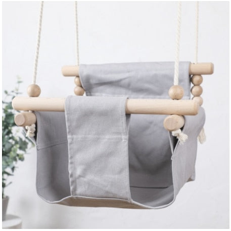 Baby Swing Chair Canvas Hanging Wood Children Baby Rocker Toy Safety Baby Bouncer Outside Swing Chair Toy Rocker For Children