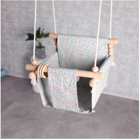 Baby Swing Chair Canvas Hanging Wood Children Baby Rocker Toy Safety Baby Bouncer Outside Swing Chair Toy Rocker For Children