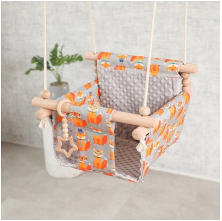 Baby Swing Chair Canvas Hanging Wood Children Baby Rocker Toy Safety Baby Bouncer Outside Swing Chair Toy Rocker For Children