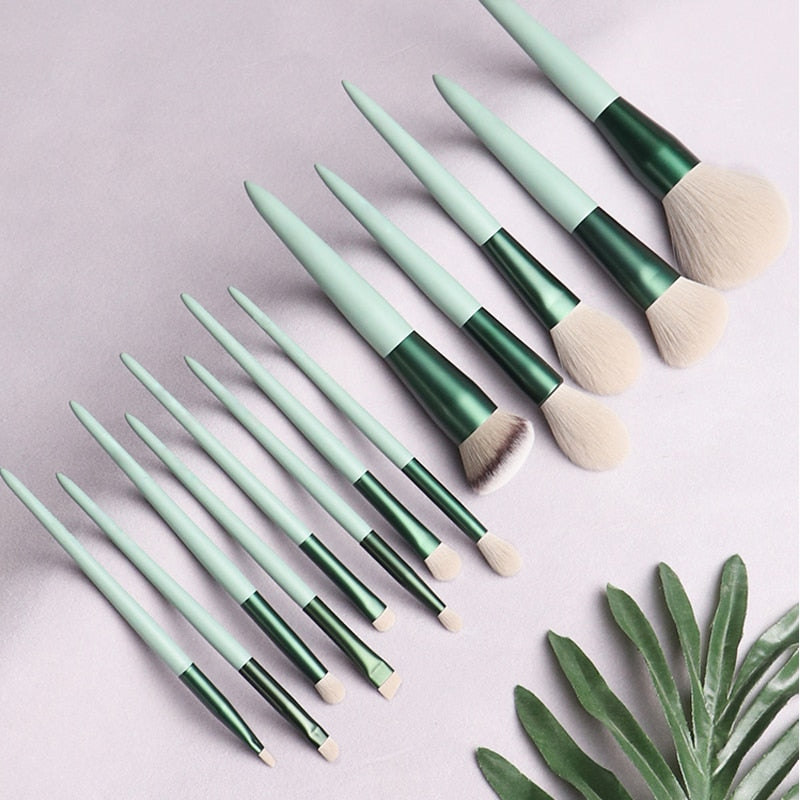 MyDestiny makeup brushes set-The Matcha green 13pcs cosmestic brushes-foundation&powder&blush fiber beauty pens-make up tool