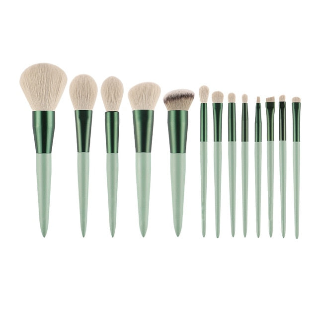 MyDestiny makeup brushes set-The Matcha green 13pcs cosmestic brushes-foundation&powder&blush fiber beauty pens-make up tool