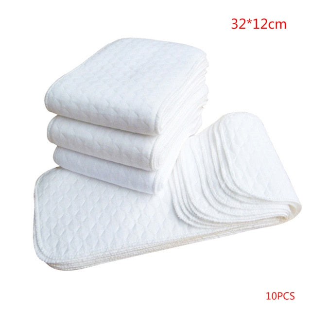 10pcs 100% Cotton Baby Diapers Washable Reusable Cloth Diaper Inserts 1 piece 3 Layer Insert Babies Care Eco-friendly Diaper