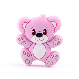 Keep&Grow Silicone Animal Bear Beads 10pcs Newborn Teether Products Cartoon Teething Beads DIY Pacifier Chain Baby Oral Care Toy