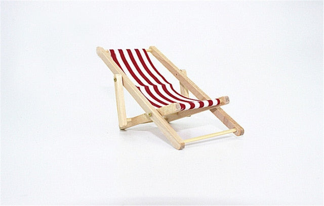 Miniature For Barbie Dolls House Color In Green Pink Blue 1:12 Scale Foldable Wooden Deckchair Lounge Beach Chair For Lovely