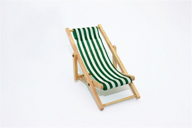 Miniature For Barbie Dolls House Color In Green Pink Blue 1:12 Scale Foldable Wooden Deckchair Lounge Beach Chair For Lovely