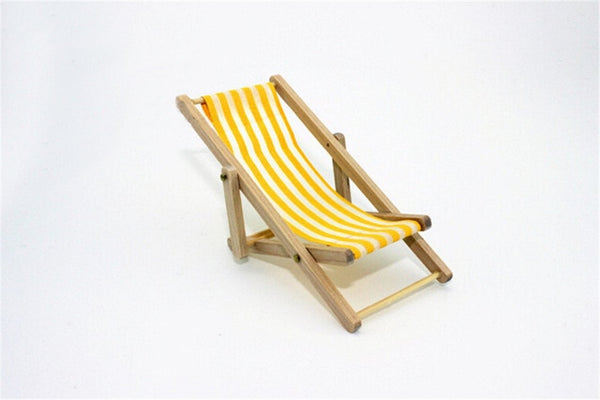 Miniature For Barbie Dolls House Color In Green Pink Blue 1:12 Scale Foldable Wooden Deckchair Lounge Beach Chair For Lovely