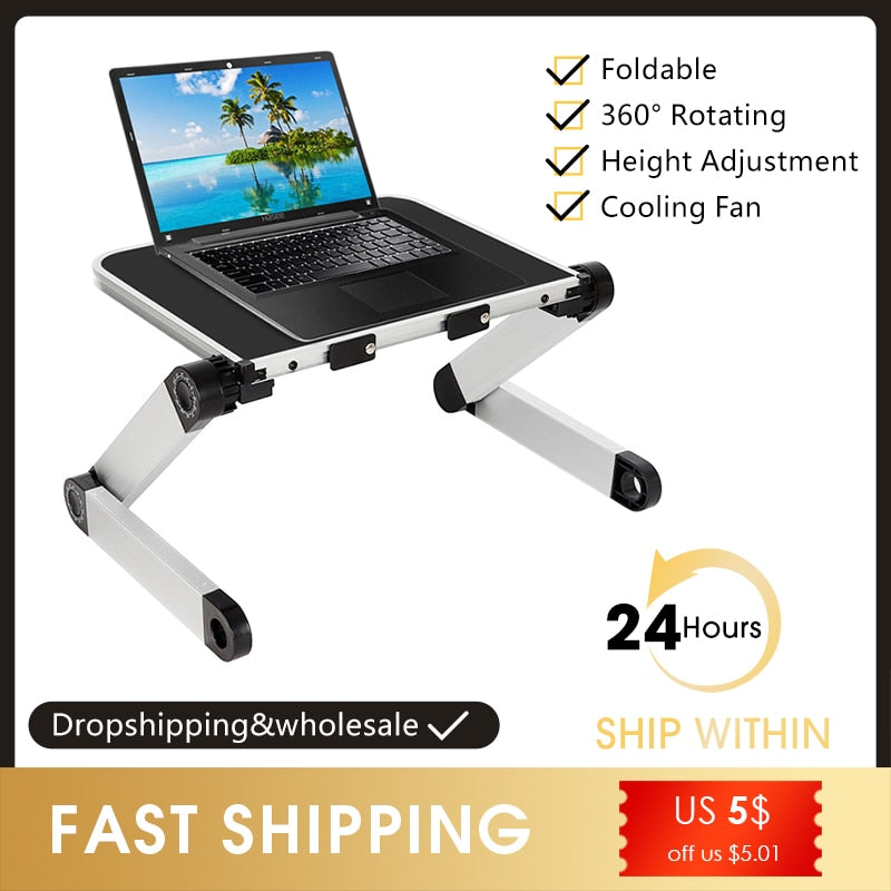 360 Degree Adjustable Computer Table Adjustable Ergonomic Laptop Stand Laptop Desk for Bed Living Room Book Stand