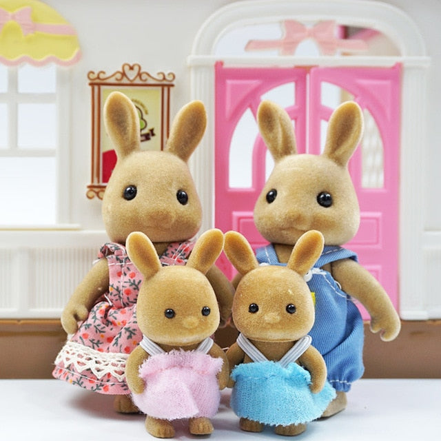 Simulation Forest Rabbit Family Doll Dollhouse Figures Furniture DIY Playset PlayHouse Bedroom Girl Toys Accessories Xmas Gifts