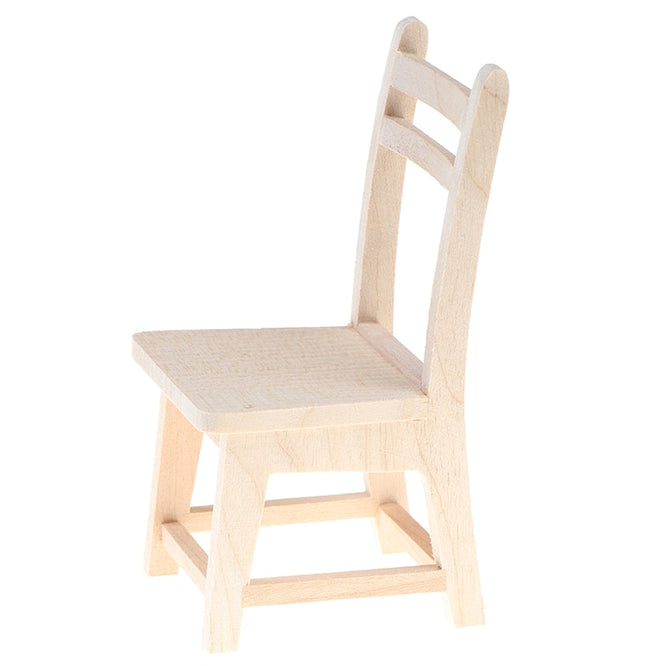 1:12 Wooden Small Chair Dollhouse Miniatures Furniture Model Dining Room Toys for Baby Kids