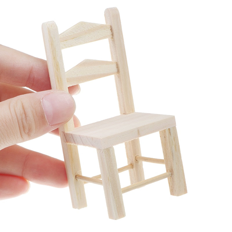 1:12 Dollhouse Furniture Miniature Wooden Kitchen Chair Kids Pretend Play Toy 1:12 Mini Doll House Dollhouse Restaurant Chair