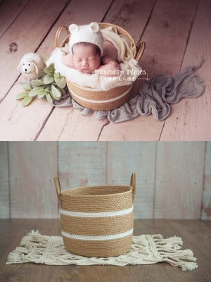 Newborn Photography Props Hand-Woven Straw Basket Natural Bamboo Baby Props Baskets Baby Shooting Accessories Posing Chair Sofa